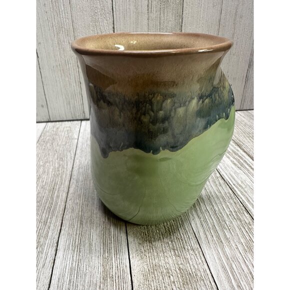 Neher Pottery Left Hand Warmer Coffee Tea Mug Cup Blue Green Glazed 5'' Tall - Picture 3 of 7